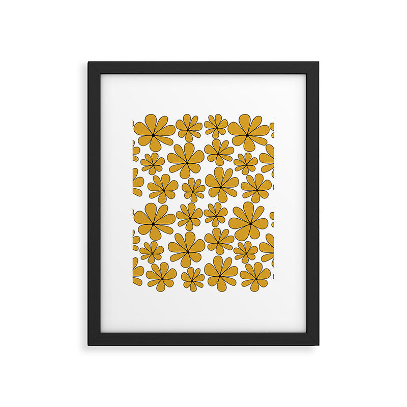 Retro Daisy Pattern II Yellow Framed Art Print Gallery Image 6