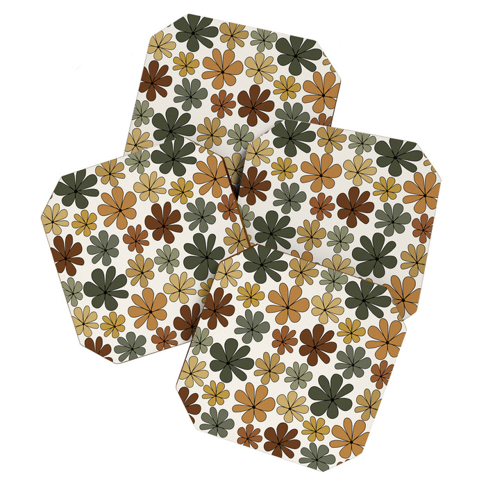 Retro Daisy Pattern Multicolor IX Coaster Gallery Image 1