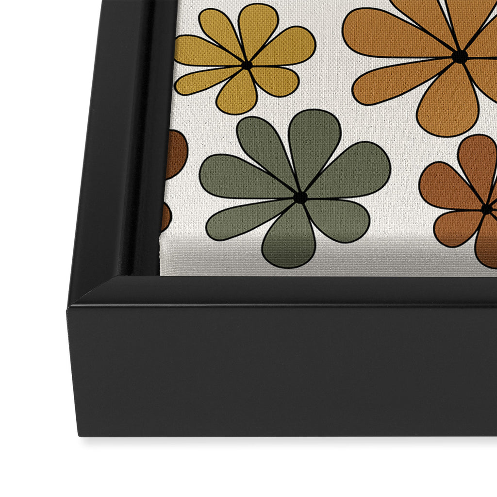 Retro Daisy Pattern Multicolor IX Framed Canvas Print Gallery Image 3