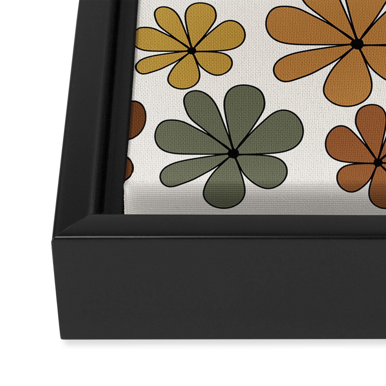 Retro Daisy Pattern Multicolor IX Framed Canvas Print Gallery Image 3