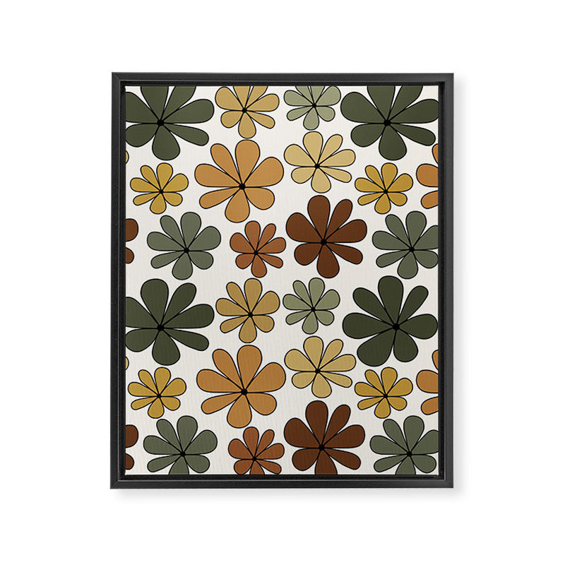 Retro Daisy Pattern Multicolor IX Framed Canvas Print Gallery Image 8