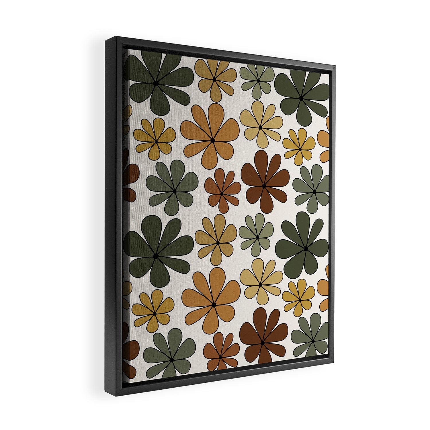 Retro Daisy Pattern Multicolor IX Framed Canvas Print Gallery Image 2