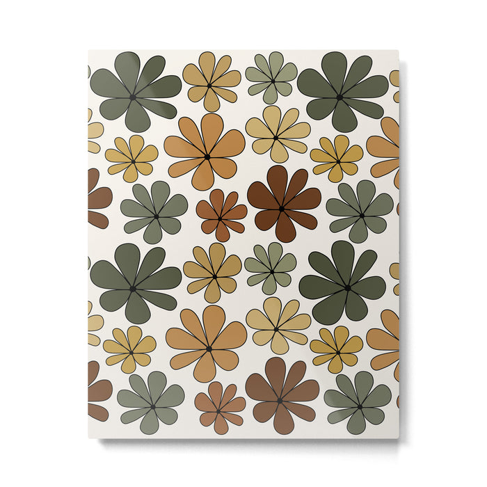Retro Daisy Pattern Multicolor IX Metal Print Gallery Image 1