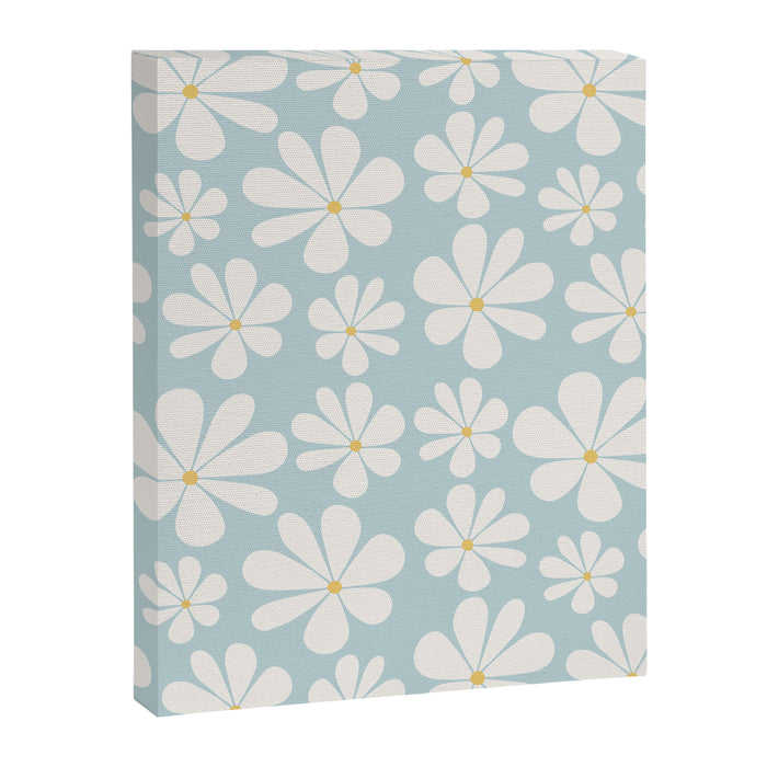 Retro Daisy Pattern - Pastel Blue Canvas Print Gallery Image 1