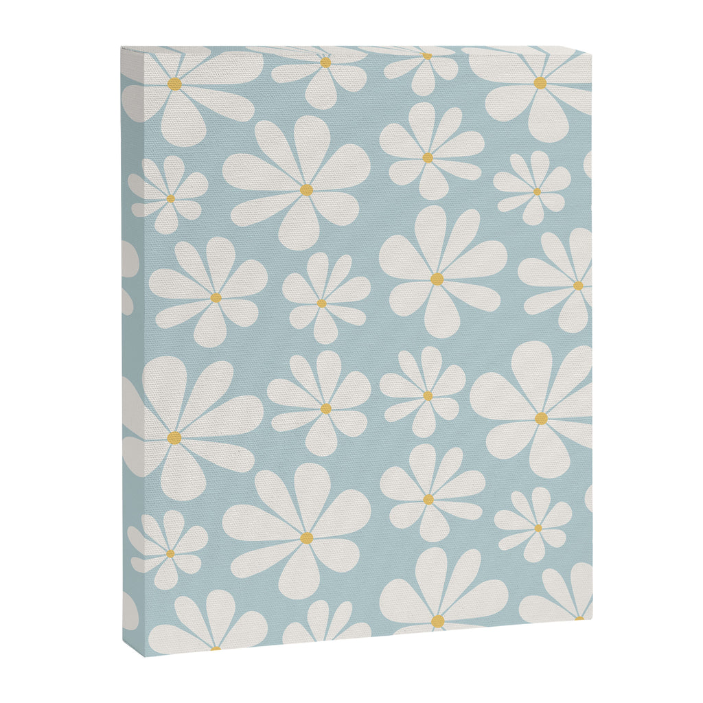 Retro Daisy Pattern - Pastel Blue Canvas Print Gallery Image 8