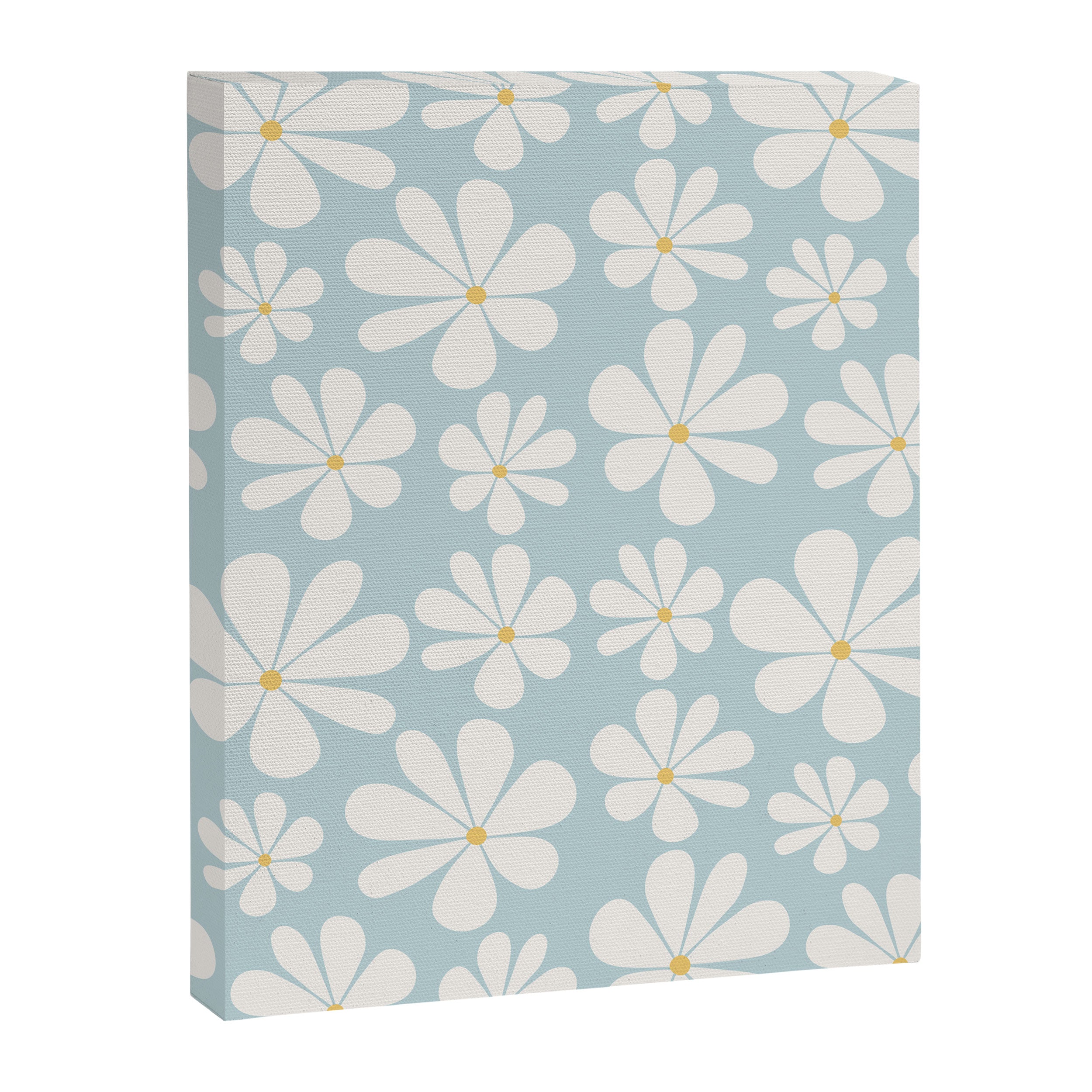 Retro Daisy Pattern - Pastel Blue Canvas Print Gallery Image 8