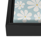 Retro Daisy Pattern - Pastel Blue Framed Canvas Print Gallery Image 3