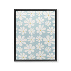 Retro Daisy Pattern - Pastel Blue Framed Canvas Print Gallery Image 8