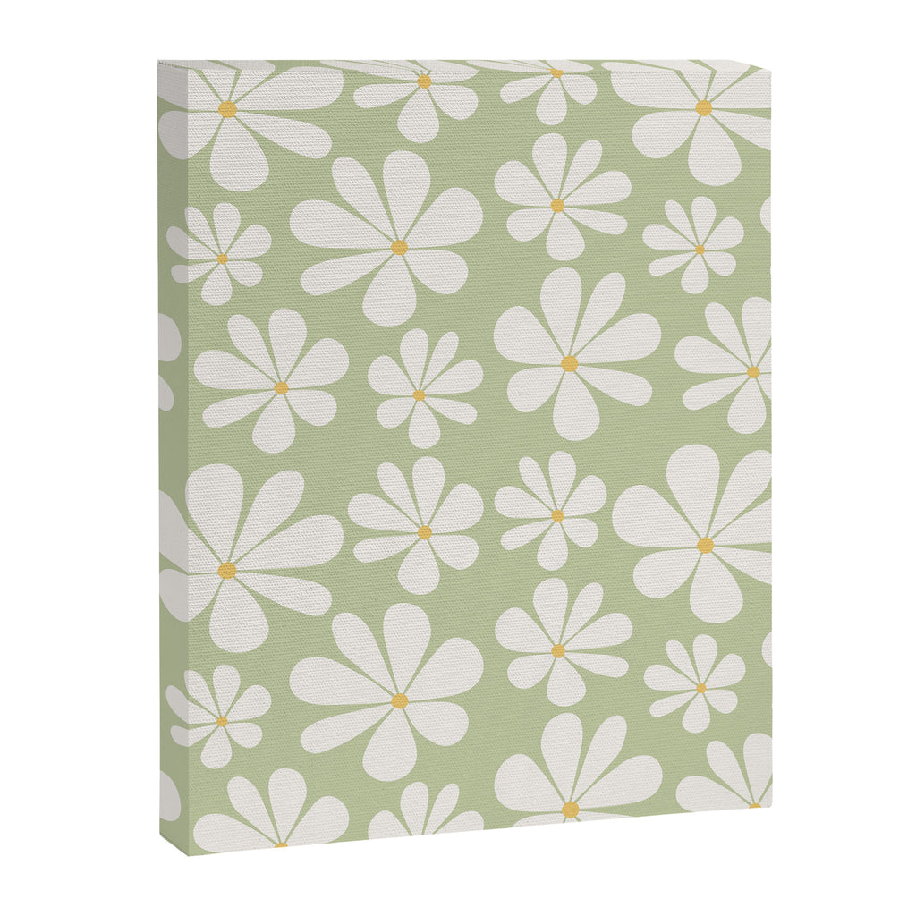 Retro Daisy Pattern - Pastel Green Canvas Print Gallery Image 8