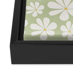 Retro Daisy Pattern - Pastel Green Framed Canvas Print Gallery Image 3
