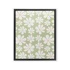 Retro Daisy Pattern - Pastel Green Framed Canvas Print Gallery Image 8