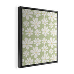 Retro Daisy Pattern - Pastel Green Framed Canvas Print Gallery Image 2