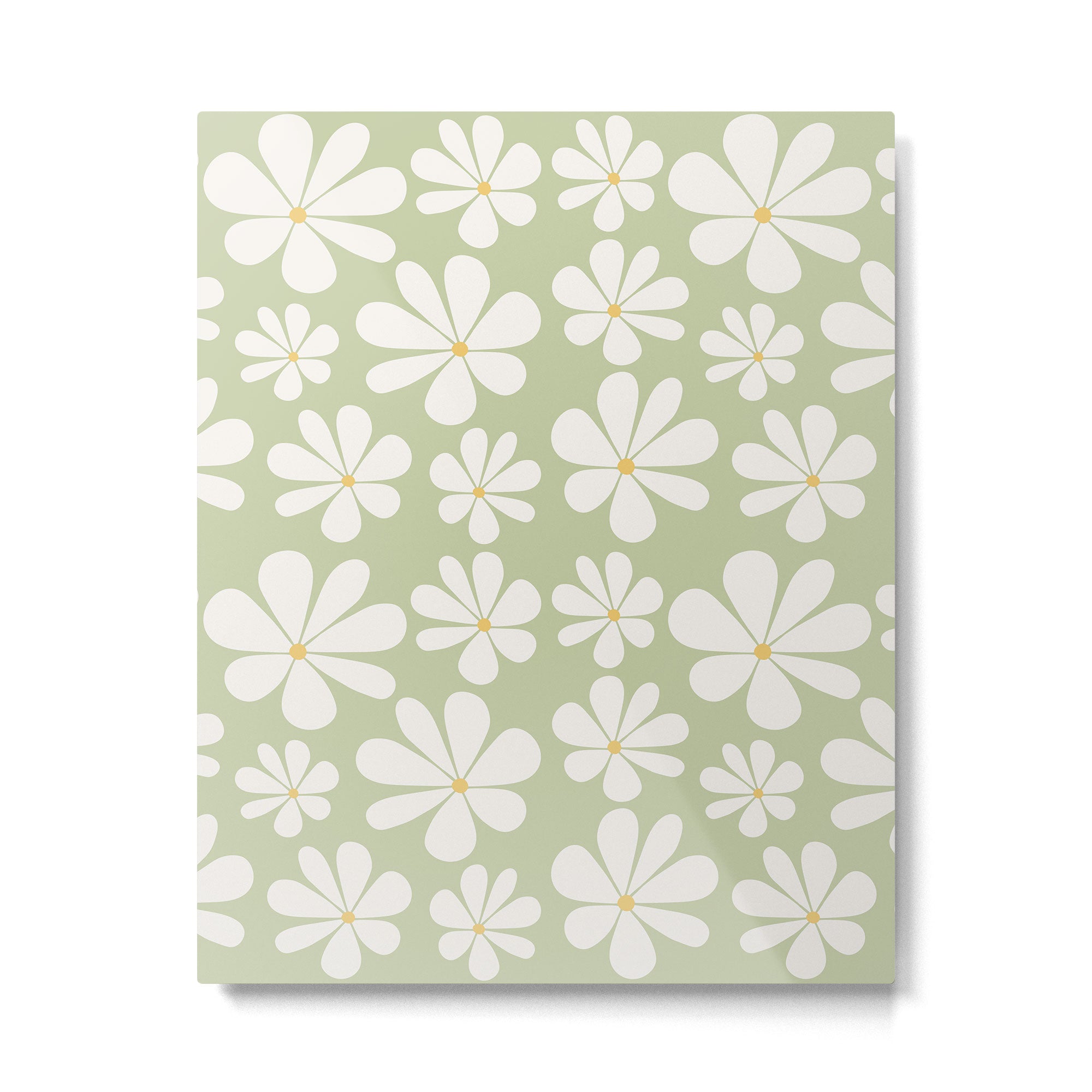Retro Daisy Pattern - Pastel Green Metal Print Gallery Image 6