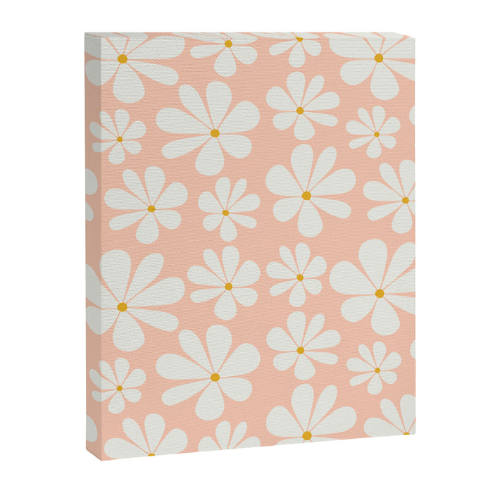 Retro Daisy Pattern - Peach Pink Canvas Print Gallery Image 1
