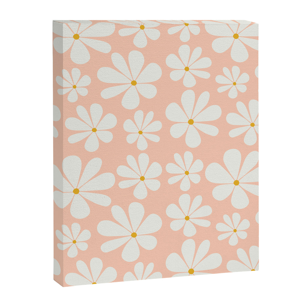 Retro Daisy Pattern - Peach Pink Canvas Print Gallery Image 8