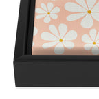 Retro Daisy Pattern - Peach Pink Framed Canvas Print Gallery Image 3