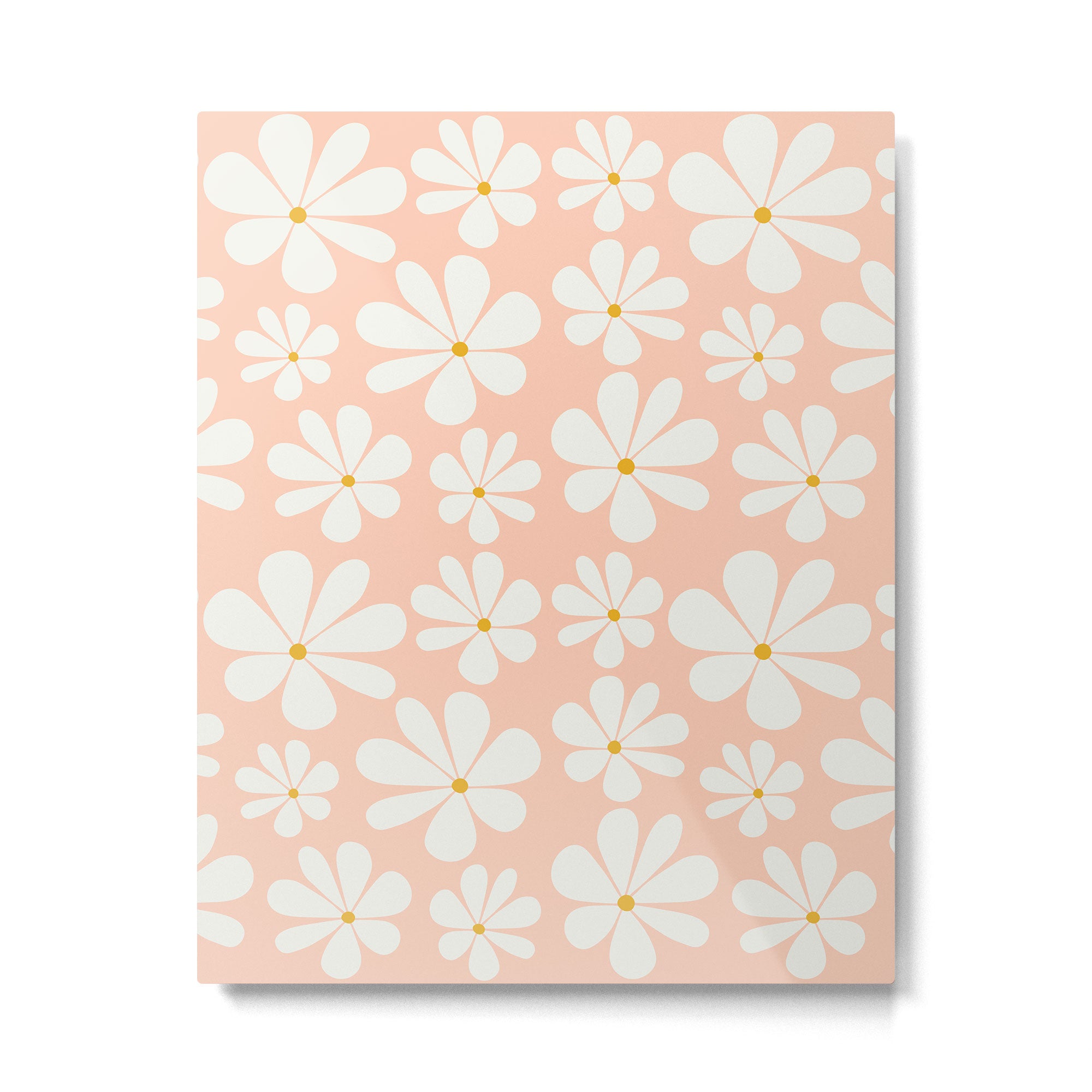 Retro Daisy Pattern - Peach Pink Metal Print Gallery Image 6
