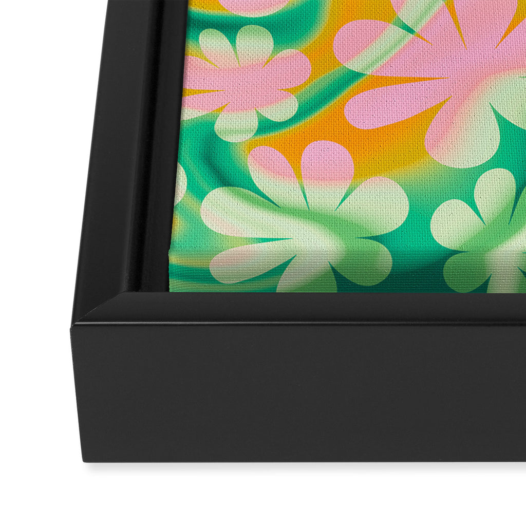 Retro Daisy Tie Dye Pattern Framed Canvas Print Gallery Image 3