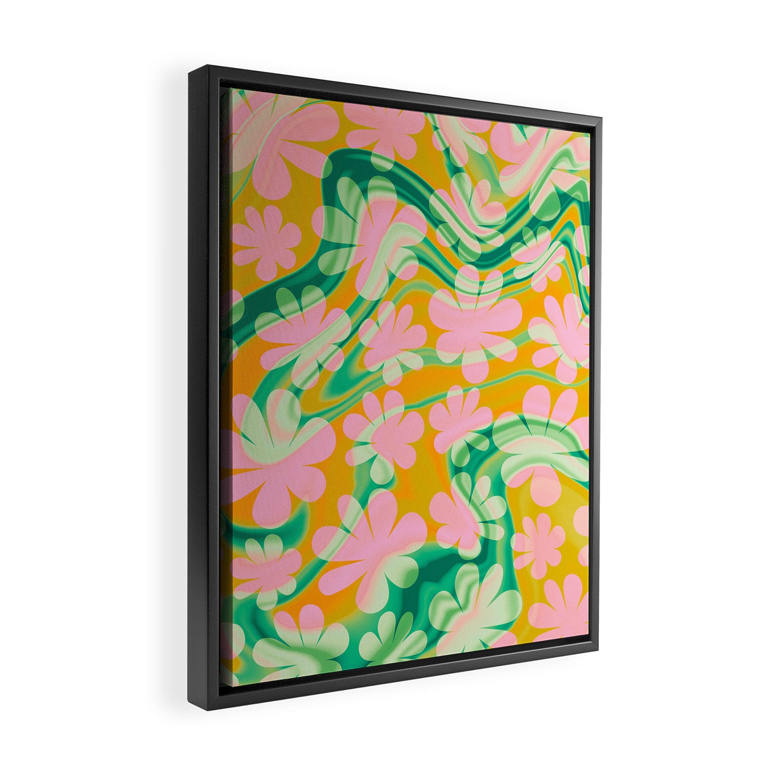 Retro Daisy Tie Dye Pattern Framed Canvas Print Gallery Image 2
