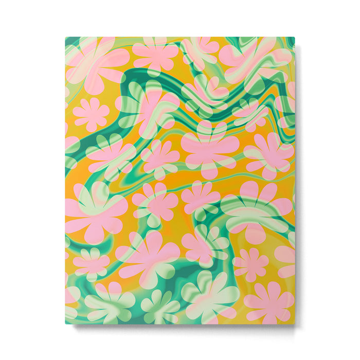 Retro Daisy Tie Dye Pattern Metal Print Gallery Image 1