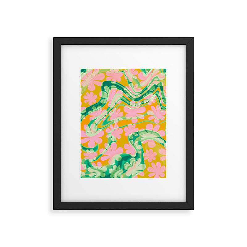Retro Daisy Tie Dye Pattern Framed Art Print Gallery Image 6