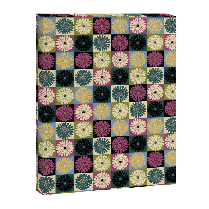 Retro Flowers Check Pattern I Canvas Print Gallery Image 1