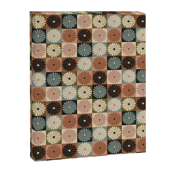 Retro Flowers Check Pattern II Canvas Print Gallery Image 1