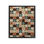 Retro Flowers Check Pattern II Framed Canvas Print Gallery Image 8
