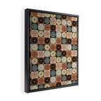 Retro Flowers Check Pattern II Framed Canvas Print Gallery Image 2