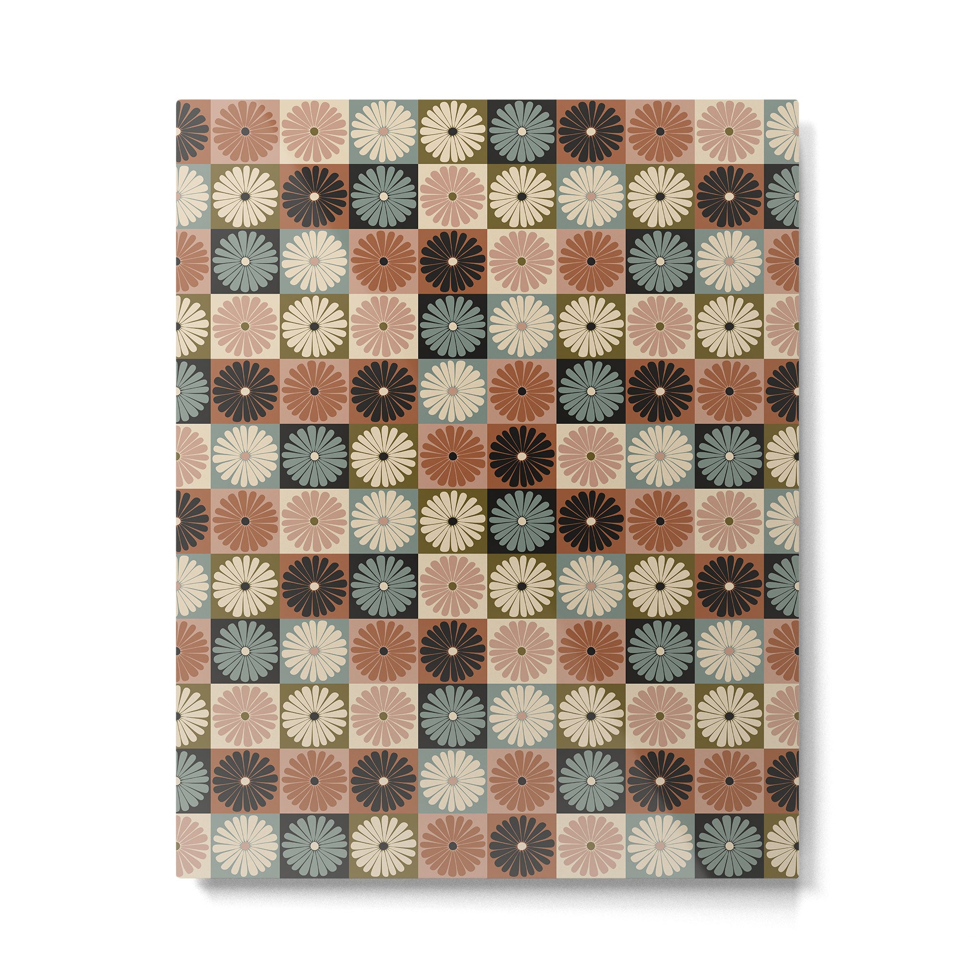 Retro Flowers Check Pattern II Metal Print Gallery Image 6