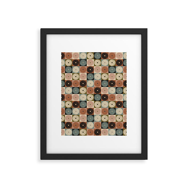 Retro Flowers Check Pattern II Framed Art Print Gallery Image 6