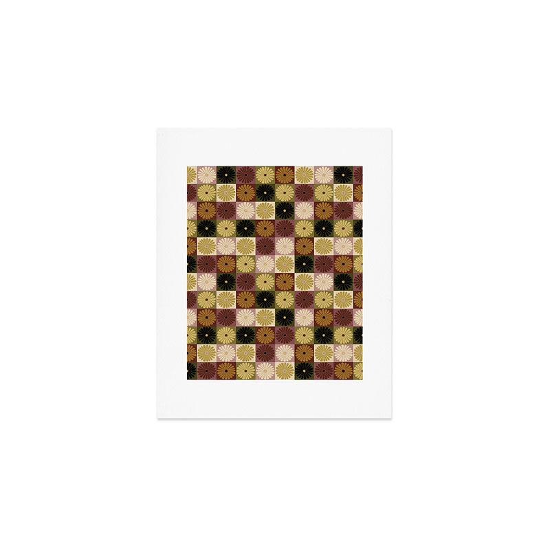 Retro Flowers Check Pattern III Art Print Gallery Image 1