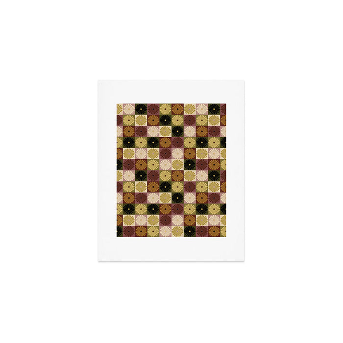 Retro Flowers Check Pattern III Art Print Gallery Image 1