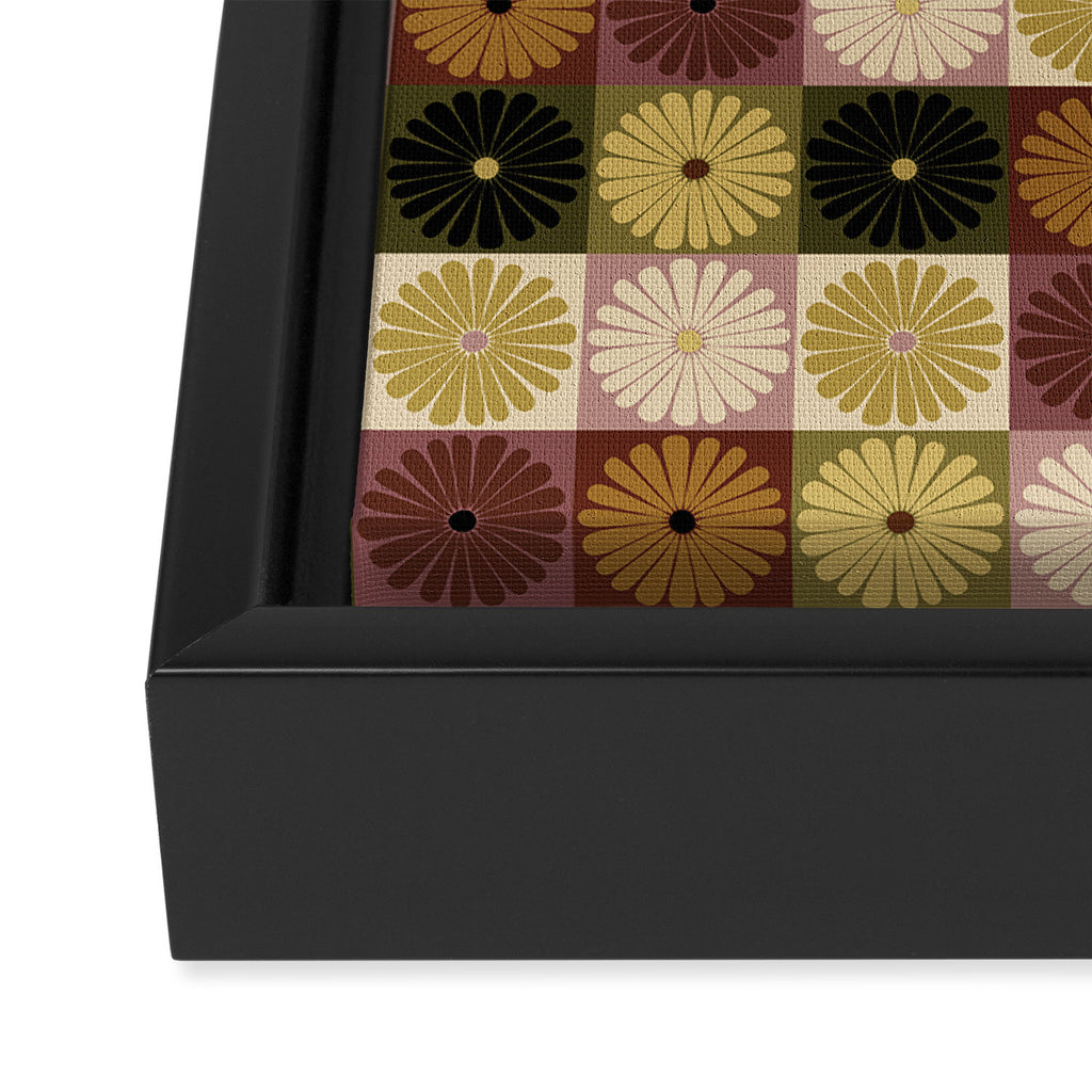 Retro Flowers Check Pattern III Framed Canvas Print Gallery Image 3