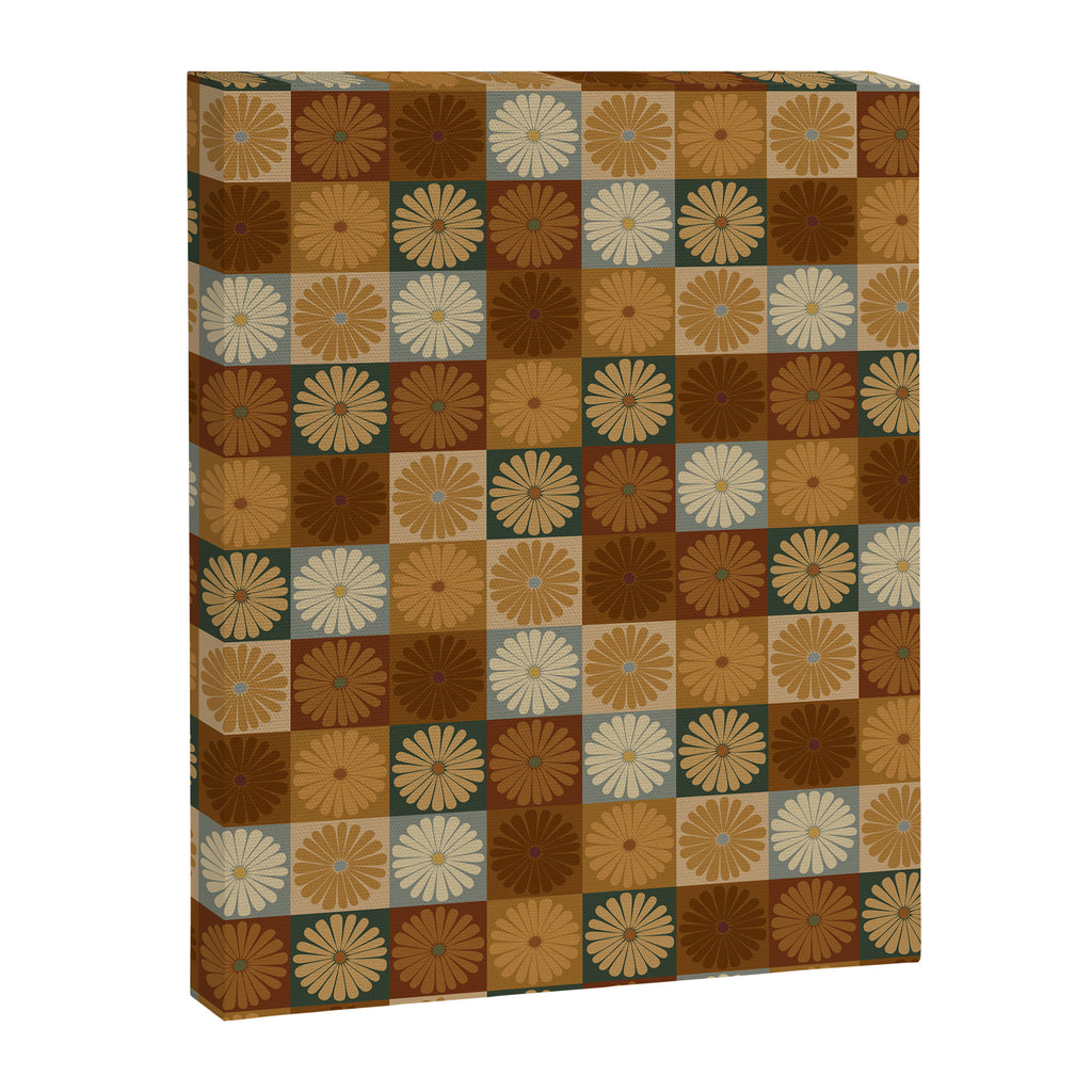 Retro Flowers Check Pattern IV Canvas Print Gallery Image 8