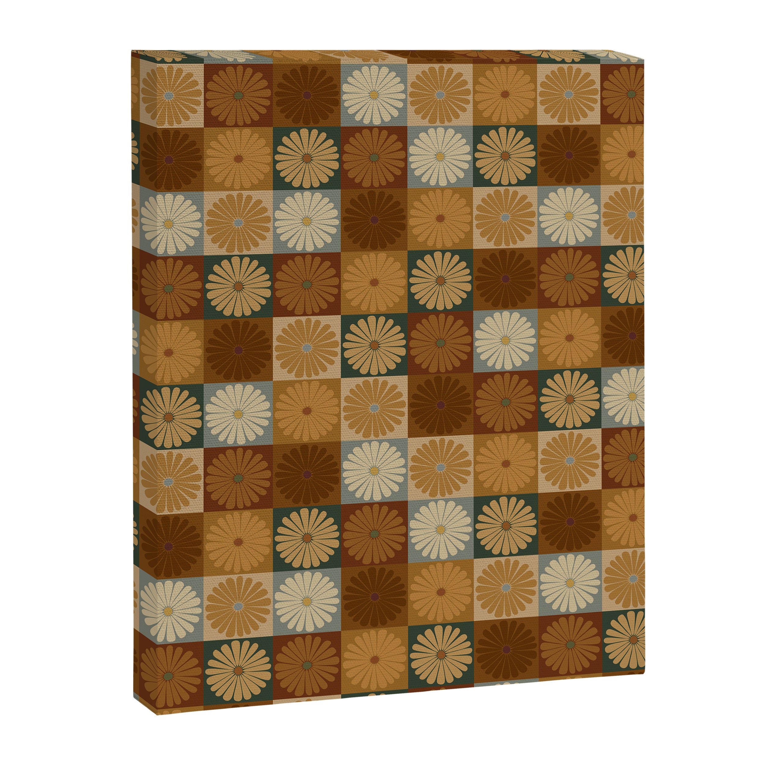 Retro Flowers Check Pattern IV Canvas Print Gallery Image 8