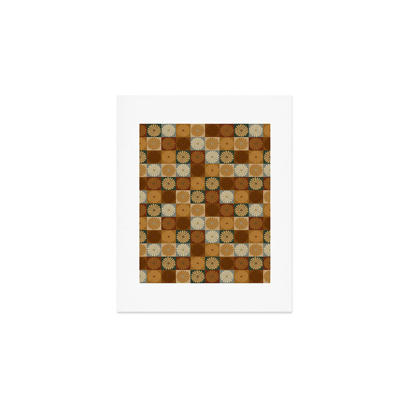 Retro Flowers Check Pattern IV Art Print Gallery Image 1