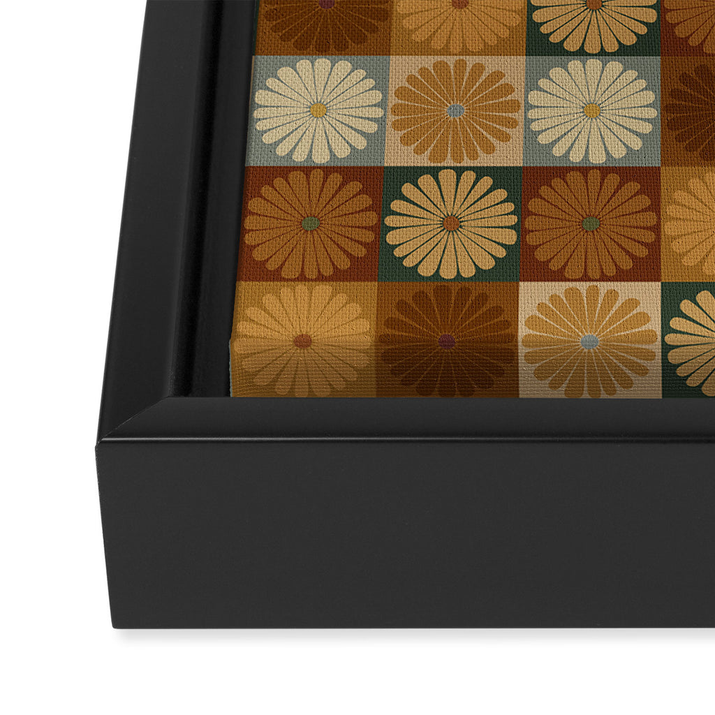 Retro Flowers Check Pattern IV Framed Canvas Print Gallery Image 3