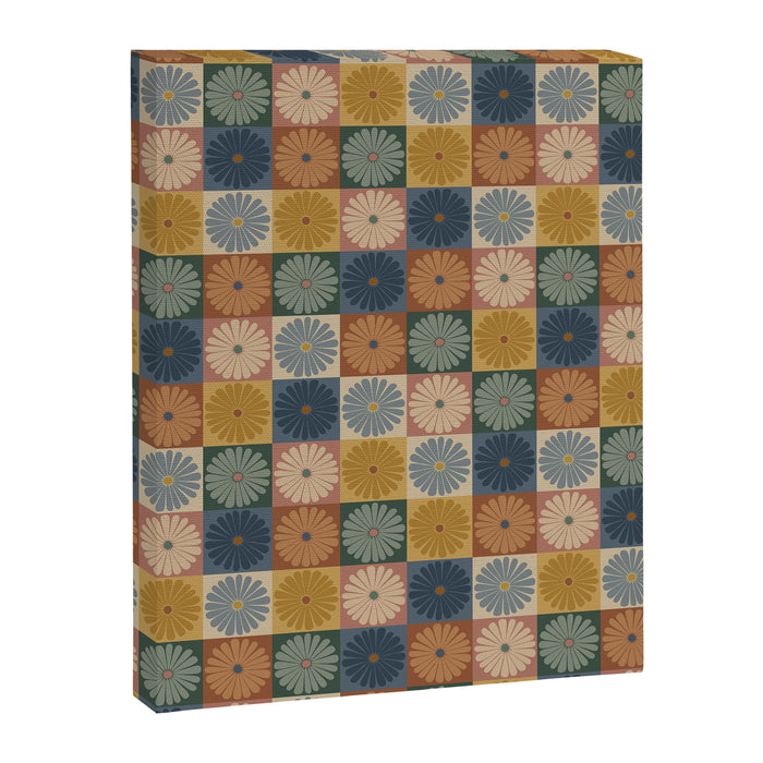 Retro Flowers Check Pattern IX Canvas Print Gallery Image 1
