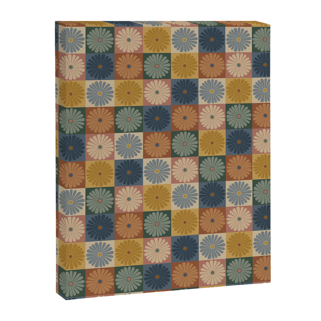 Retro Flowers Check Pattern IX Canvas Print Gallery Image 8