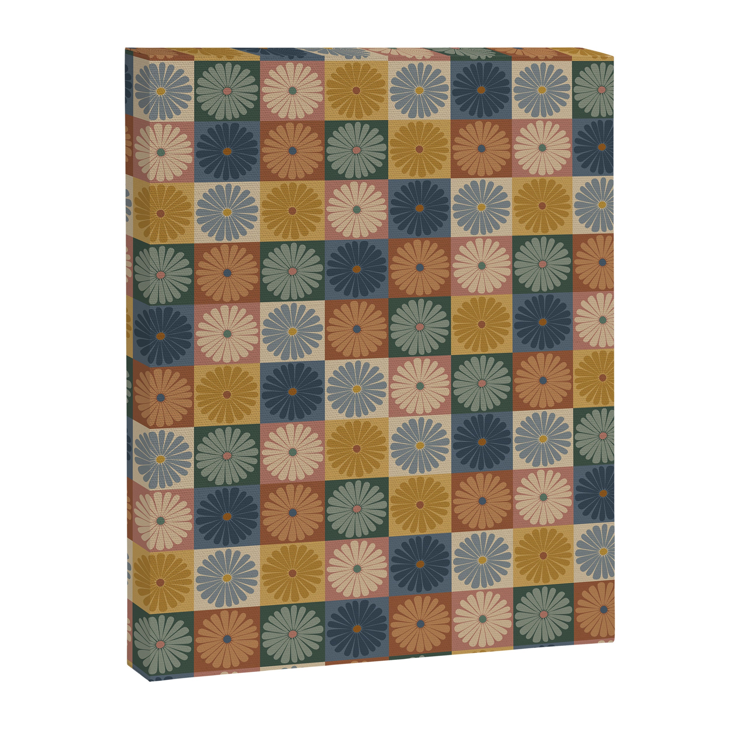Retro Flowers Check Pattern IX Canvas Print Gallery Image 8