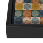 Retro Flowers Check Pattern IX Framed Canvas Print Gallery Image 3