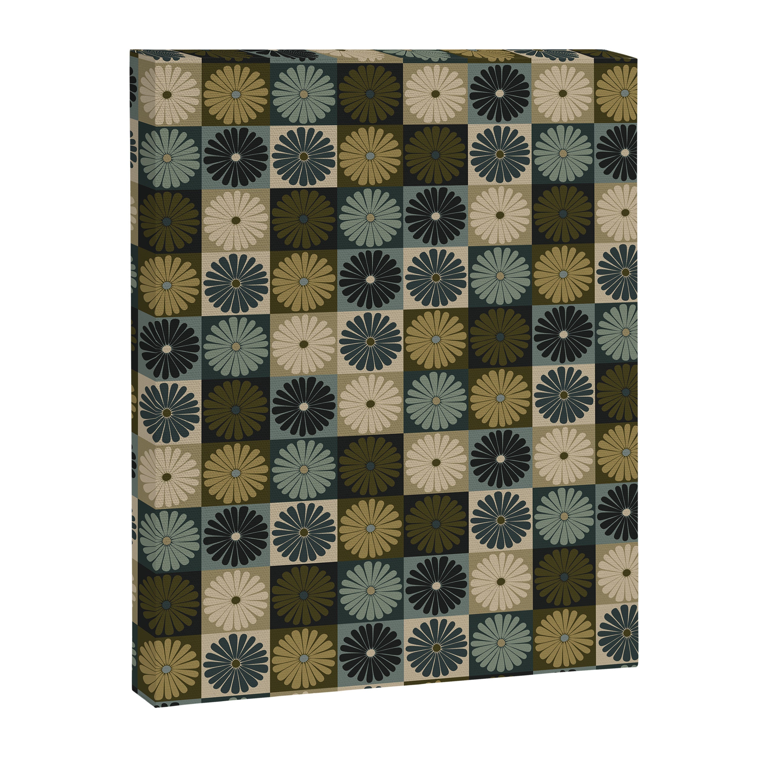 Retro Flowers Check Pattern V Canvas Print Gallery Image 8