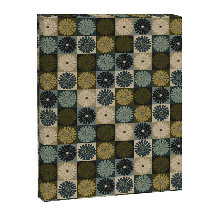 Retro Flowers Check Pattern V Canvas Print Gallery Image 1