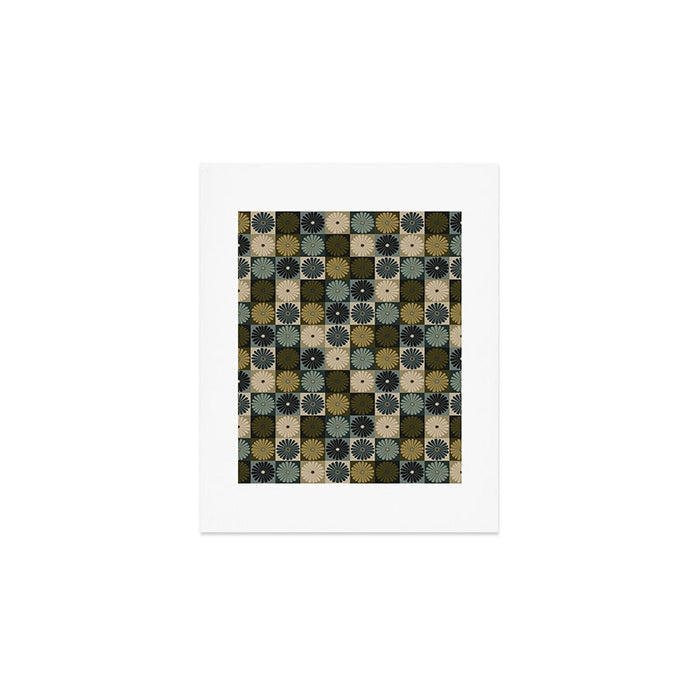 Retro Flowers Check Pattern V Art Print Gallery Image 1