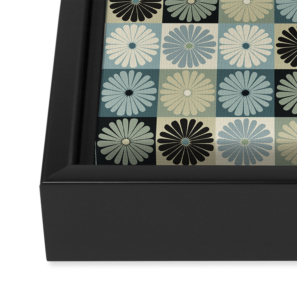 Retro Flowers Check Pattern VI Framed Canvas Print Gallery Image 3