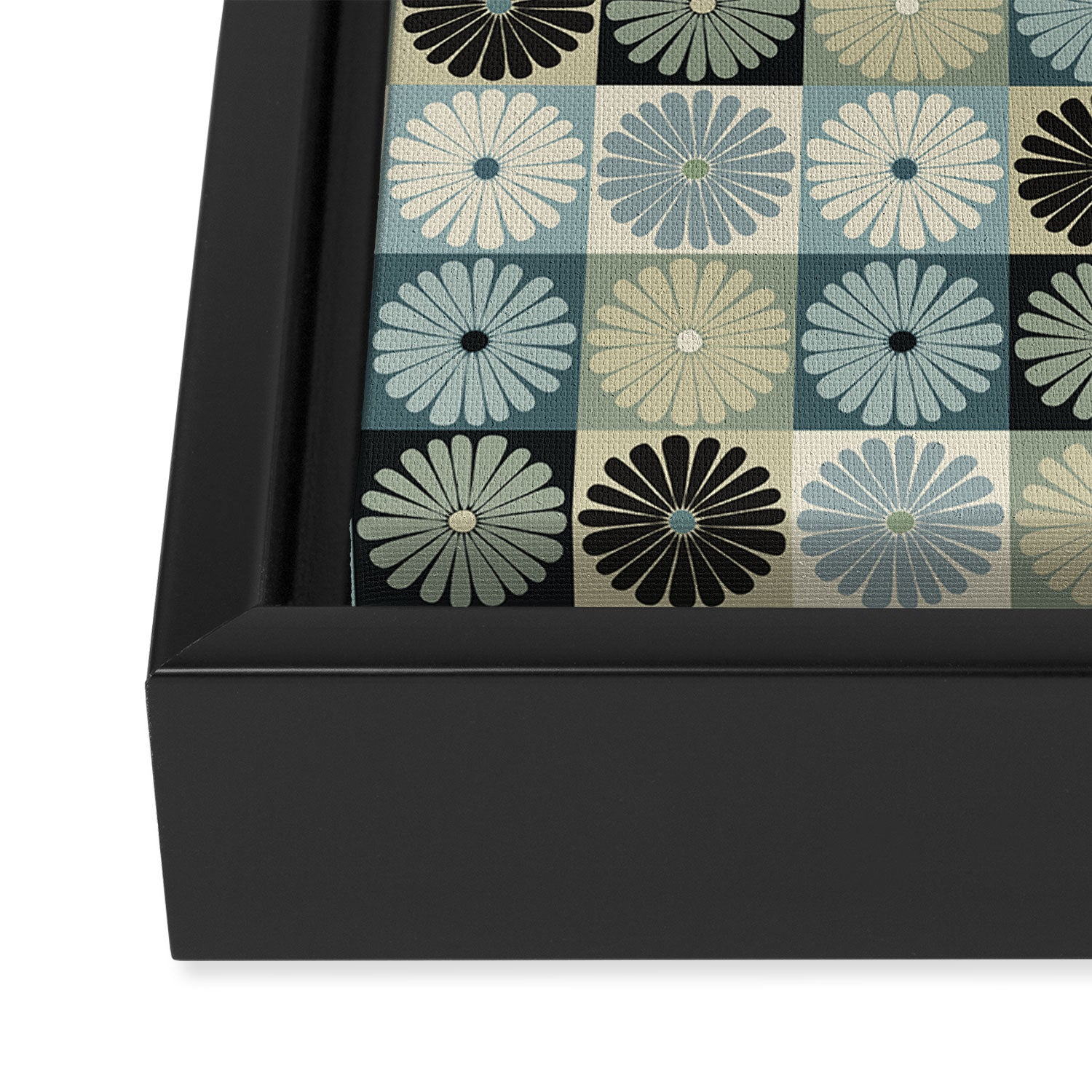 Retro Flowers Check Pattern VI Framed Canvas Print Gallery Image 3