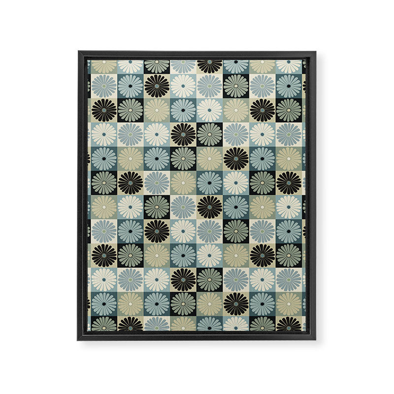 Retro Flowers Check Pattern VI Framed Canvas Print Gallery Image 8