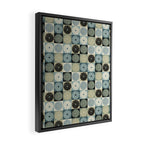 Retro Flowers Check Pattern VI Framed Canvas Print Gallery Image 2