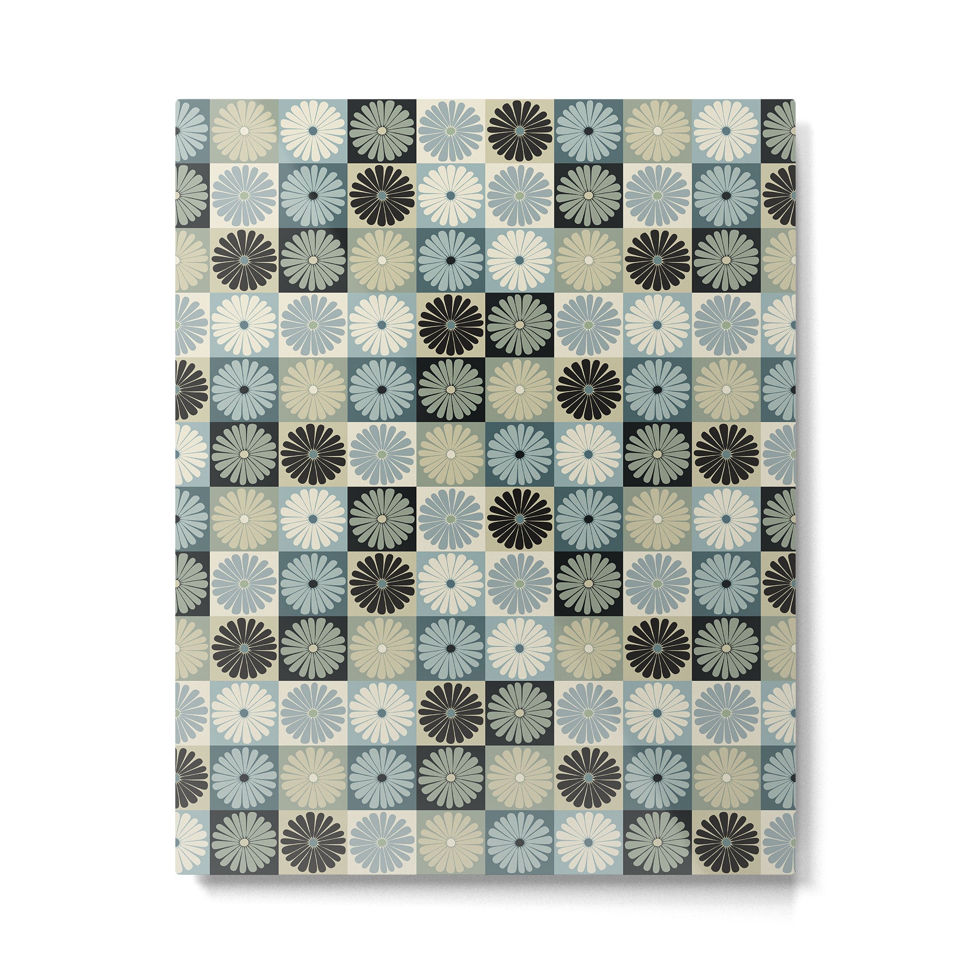 Retro Flowers Check Pattern VI Metal Print Gallery Image 6